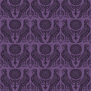 medieval bird damask, purple