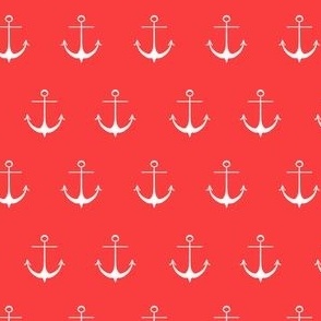 Nautical Christmas Anchors - Bright Red