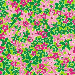 Retro wildflowers in hot pink. Large scale