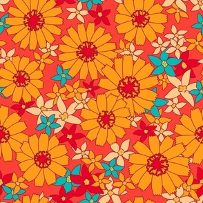 Retro daisies in summer. Large scale