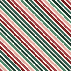 Holiday Diagonal stripe in red and green - small size