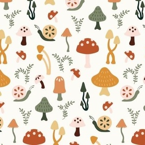 Playful mushroom medley in earth tones - medium size