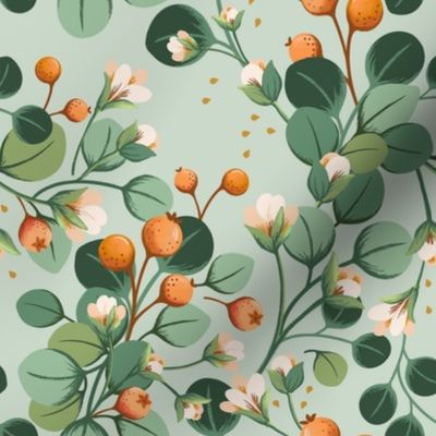 Orange Fall Berry Eucalyptus Floral