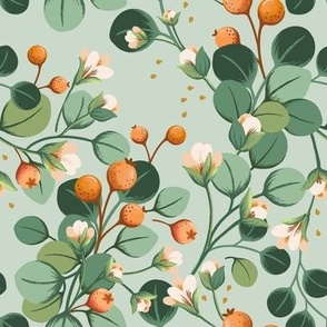 Orange Fall Berry Eucalyptus Floral