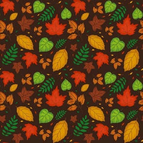 Leaf pattern brown small print