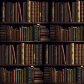 Vintage Library Books on Shelves