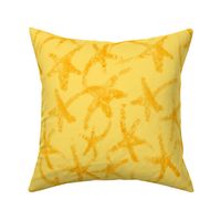 Midcentury Modern stars, Festive Christmas sketched gold stars on bright summer yellow
