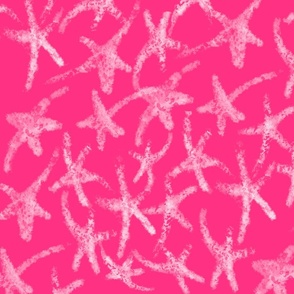 sketched textured dancing white twinkle stars on hot fuchsia fairy pink for modern Christmas cheer