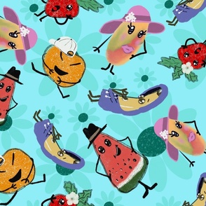 Cutie Fruity Friends  tossed pattern.