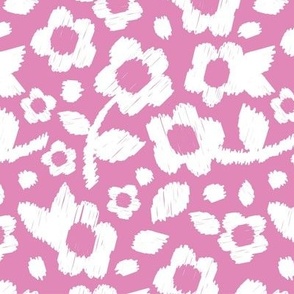 Ikat floral in Retro Mod Flowers in Pink