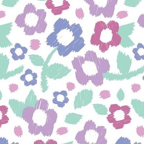 Ikat floral, Bold Modern Floral in Purple, Mint, Pink, and Periwinkle