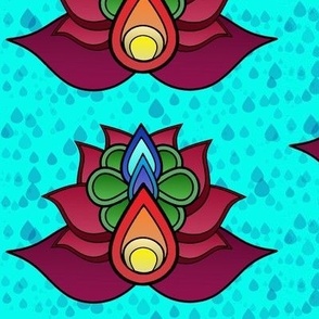 Fire & Earth Lotus Flower on Water Drops