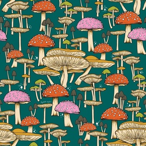 Magical Forest Mushrooms - Tropical Teal