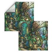 forest, stained glass, fairy tail,