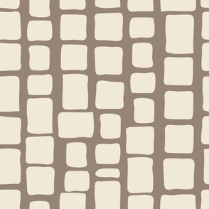 XL 24 x 24 Cream cobblestones on tan brown background -04