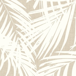 JUMBO palm leaves - vintage linen background 