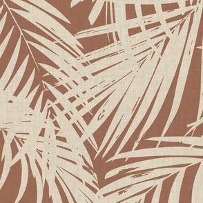 palm fronds - vintage linen texture JUMBO 