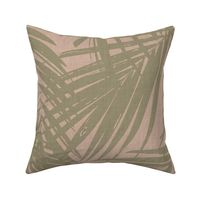 plam fronds - pink and green, vintage linen texture JUMBO 