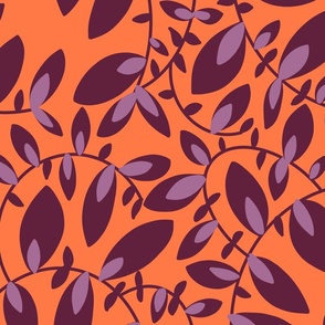 Maroon vines on orange