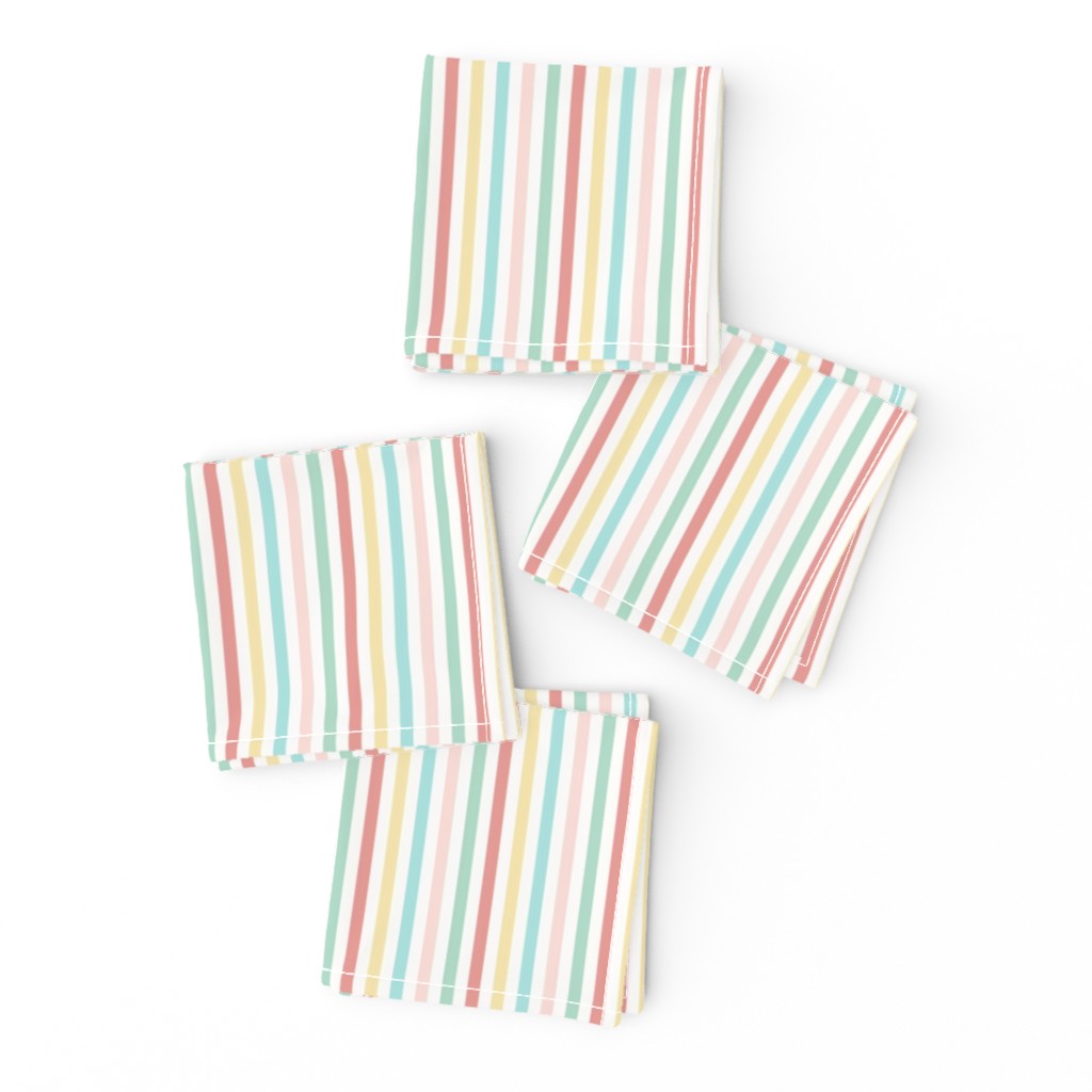 Vintage summer time - small stripes - FABRIC