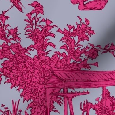 Toile Countryside hot pink