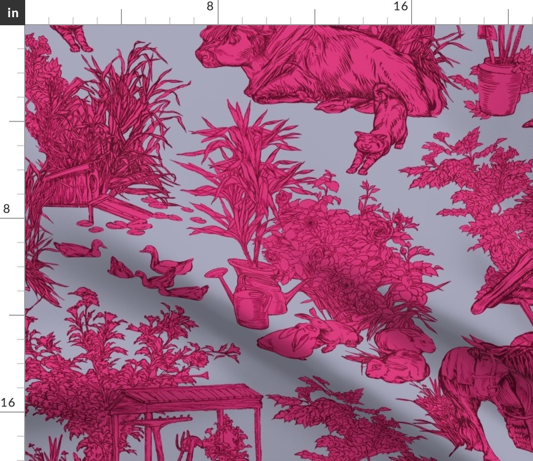 Toile Countryside hot pink