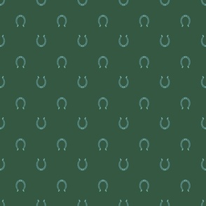 large - lucky horse shoe - green and blue