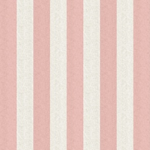 Medium scale rustic stripe in blush pink with a vintage linen texture