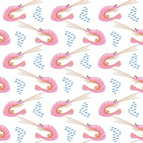 zigzag shrimps/bright pink on pure white/large