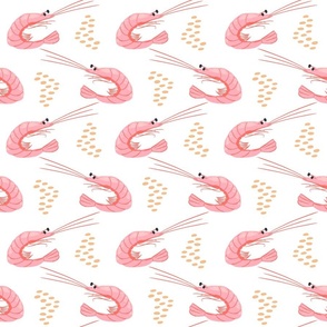 zigzag shrimps/peachy pink on pure white/large