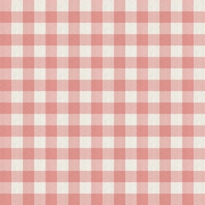 Extra small scale rustic check plaid in blush pink with a vintage linen texture 