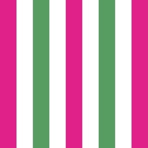 Medium scale Barbie pink and green stripe on a white background