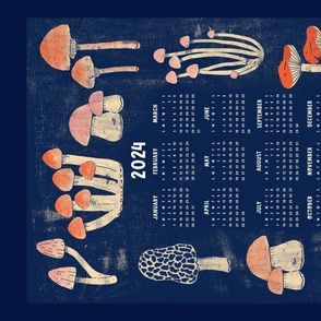 2024 calendar Mushrooms tea towel,wall hanging mushroom