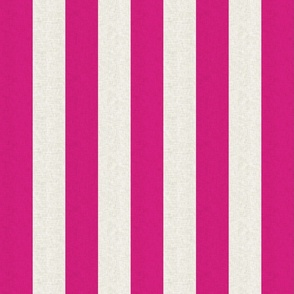 Small scale Barbie pink stripe on a white background with a vintage linen texture