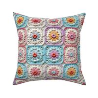 Granny Square Light Pastel Colorful Crochet, Baby Blanket Nursery, Cute Bright Bold Spring Summer Design