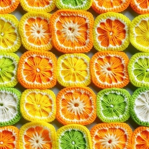Granny Square Citrus Fruits Colorful Crochet, Baby Blanket Nursery, Cute Bright Bold Spring Summer Design