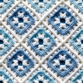 Granny Square Sweet Blue Colorful Crochet, Baby Boy Blanket Nursery, Cute Bright Bold Spring Summer Design