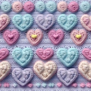 Granny Square Adorable Hearts Colorful Crochet, Baby Blanket Nursery, Cute Bright Bold Spring Summer Design