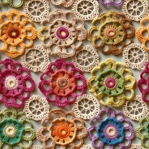 Granny Square Flower Wheels Colorful Crochet, Baby Blanket Nursery, Cute Bright Bold Spring Summer Design
