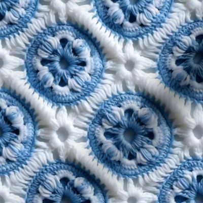 Granny Square Blue Colorful Crochet, Baby Boy Blanket Nursery, Cute Bright Bold Spring Summer Design