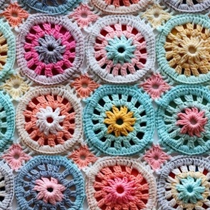 Granny Square Spring Rounds Colorful Crochet, Baby Blanket Nursery, Cute Bright Bold Spring Summer Design