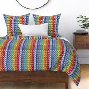 Granny Square Rainbow Horseshoe Hoops Colorful Crochet, Baby Blanket Nursery, Cute Bright Bold Spring Summer Design