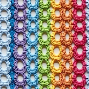 Granny Square Rainbow Horseshoe Hoops Colorful Crochet, Baby Blanket Nursery, Cute Bright Bold Spring Summer Design