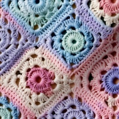 Granny Square Diagonal Pastel Colorful Crochet, Baby Blanket Nursery, Cute Bright Bold Spring Summer Design