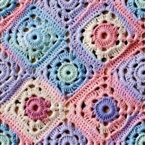 Granny Square Diagonal Pastel Colorful Crochet, Baby Blanket Nursery, Cute Bright Bold Spring Summer Design