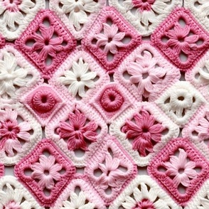 Granny Square Pink Colorful Crochet, Baby Girl Blanket Nursery, Cute Bright Bold Spring Summer Design