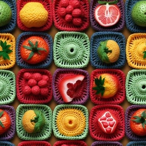 Granny Square Vibrant Fruits Colorful Crochet, Baby Blanket Nursery, Cute Bright Bold Spring Summer Design