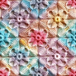 Granny Square Pretty Pastel Colorful Crochet, Baby Blanket Nursery, Cute Bright Bold Spring Summer Design