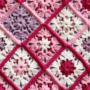 Granny Square Sweet Pink Colorful Crochet, Baby Girl Blanket Nursery, Cute Bright Bold Spring Summer Design