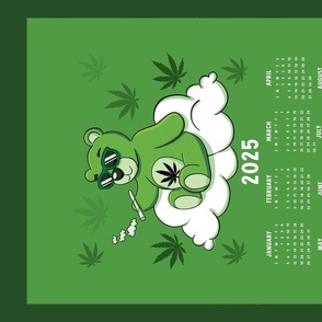 Cute cannabis bear calendar 2024 ,funny cannabis green